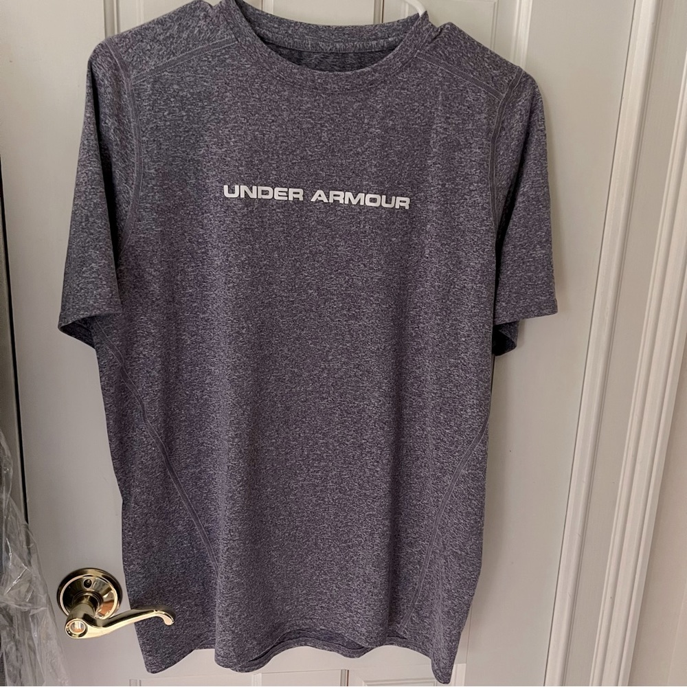 Womens UNDER ARMOUR Heat Gear Fitted Heather Purple Size Large Tee